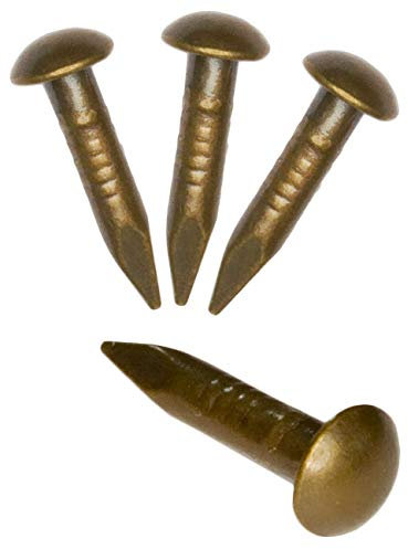 FUXXER® 50x Antike Messing-Design Rundkopf-Nägel, Vintage Design, 15mm x 3mm, 50 Stück