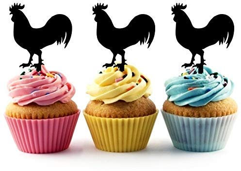 Cupcake-Topper aus Acryl, gekämmt, Hahn, 12 Stück