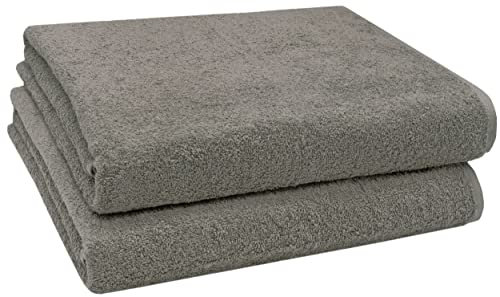 ZOLLNER 2er Set Badetücher - weiche und saugstarke Duschtücher - waschbar bis 95°C - Baumwolle - 100x150 cm in Fango