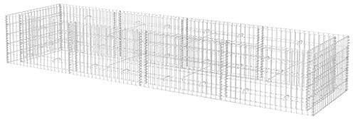 yorten Gabionen Hochbeet aus Verzinkter Stahl Steinkorb 360 x 90 x 50 cm (L x B x H) Silbern für Garten oder Hof
