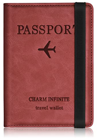 Impfpass Hülle Reisepasshülle, Urlaub Zubehör, Kunstleder Passhülle mit RFID-Blocker, Schutzhülle Tasche für Kreditkarten Damen Herren Reisepass, Ausweis und Reisedokumente,Travel Organizer（Rot）