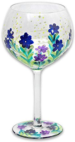 LEONARDO JNS_470606 Handbemaltes Wiesenblumen, Lynsey Johnstone, Gin-Glas, in Geschenkverpackung, blau