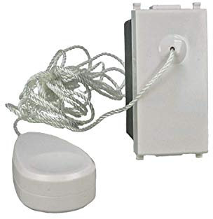 Pulsante Tirante Con Corda 1,8 Metri, Compatibile Con Vimar Plana, Pulsante NO 1P 10A Bianco