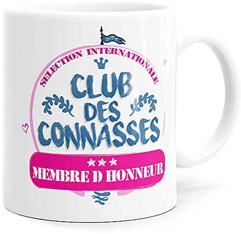 Mug Humour Connasse Club Tasse Message drôle. Idée Cadeau Original Amie Couple Amoureux Collègue Frère Sœur Mari Femme Copine pour Anniversaire St Valentin Noël. Souriez dès le Réveil.
