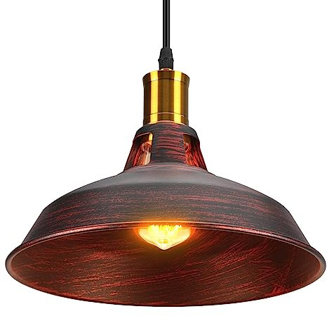 TOKIUS Lampada a Sospensione Industriale Vintage Lampadario Plafoniera E27 in Metallo Ø27cm Lampada da soffitto Retro Interni Per Cucina Camera da letto Sala Da Pranzo (Arrugginito, 1 pezzo)
