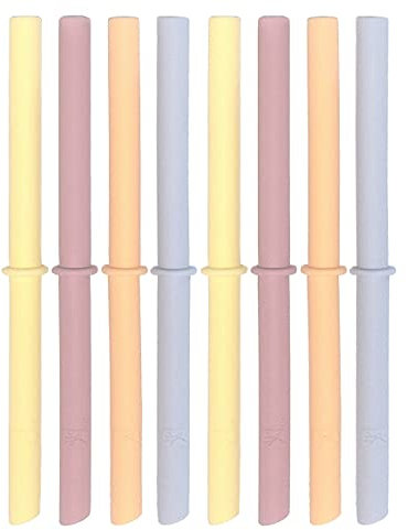 Elk and Friends Adult & Kid's Reusable Silicone Straws with Stopper | Suitable for 8oz & 10oz Mason Jars or Tumblers | Colorful Straws | 7.9 Length | 8 Pack