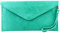 modamoda de T106 Damen Wildleder Rauleder Clutch Umhängetasche Abendtasche handmade in Italy, Farbe:Türkis_1