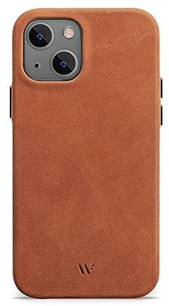 WIIUKA Hülle für iPhone 13 mini, Deutsches Leder, Lederhülle extra Dünn, Premium Handyhülle, Case, Qi, Vintage Braun