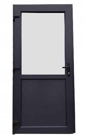 PVC Außentür. PVC-Tür für Geschäft, Balkon, Haus, Wirtschaft. 4 Farben: Anthrazit, Goldeiche, Walnuss, weiß (100x210 linke Tür, Anthrazit)