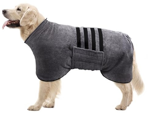 Pejoye Hundebademantel aus Mikrofaser, Pfotentuch – Saugfähiger Hunde Bademantel, Hunde Handtuch mit Hund Bademantel Mantel Haustier Bademantel mit Magischem Klebeband