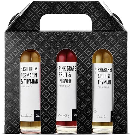 Wajos Tonic Sirup Set, 6 x 40ml Sirup: Probierset oder Geschenkset, bspw. als Gin Tonic Set oder Geschenk für Frauen und Männer