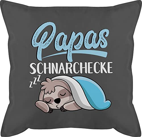 Kissen 50x50 - Geschenk zum Vatertag - Papas Schnarchecke mit Faultier - weiß - 50 x 50 cm - Grau - ostergeschenke Eltern Vatertagsgeschenk Herrentag Vater sofakissen papatagsgeschenk