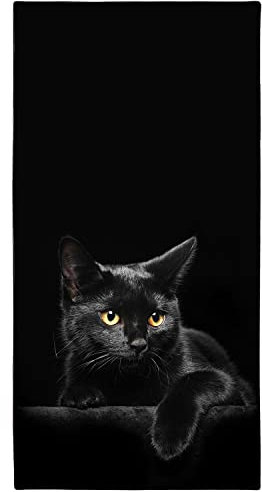Zomer Strandtuch groß 90x180 cm Schnelltrocknendes Mikrofaser Bedrucktes mit Schwarze Katze Motiv