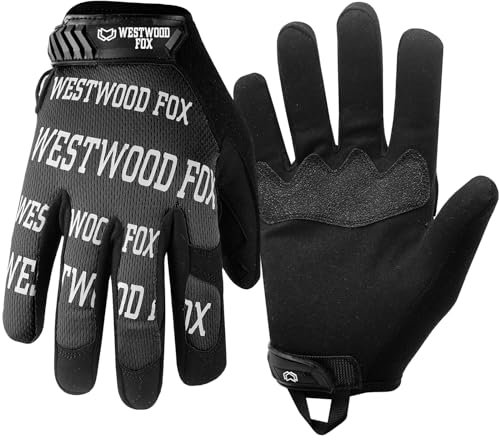 WESTWOOD FOX Guanti da lavoro da giardinaggio a prova di spine, flessibili, resistenti, in pelle, per lavori da uomo, donna (Nero, M)
