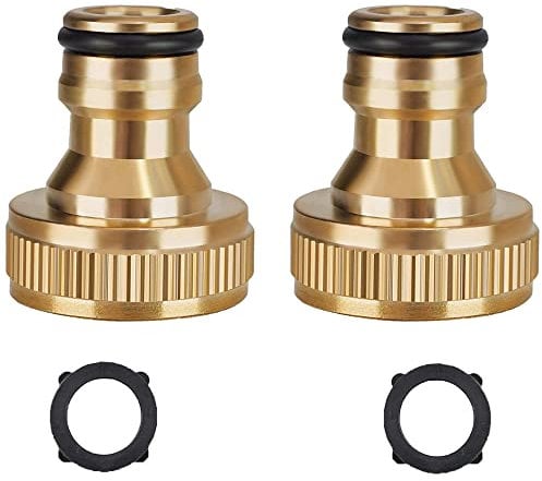 Brass Hose tap Connector, 3/4 inch Female tap Connector, Threaded tap Adapter Quick Coupling - for Home Garden Hose Component Connections.