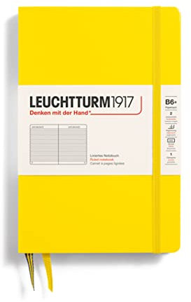 LEUCHTTURM1917 368501 Notizbuch Paperback (B6+), Hardcover, 219 nummerierte Seiten, Zitrone, Liniert