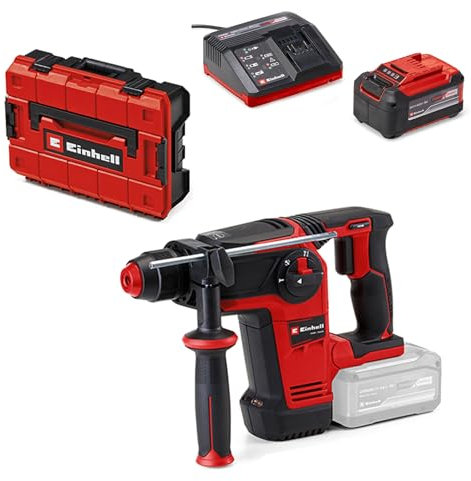 Einhell Professional Marteau perforateur TP-HD 18/26 Li BL-Solo Power X-Change (18V, moteur sans charbon, 2,6 J, SDS-Plus, frappe pneumatique, 4 fonctions, mallette) avec Chargeur et Batterie 5,2Ah