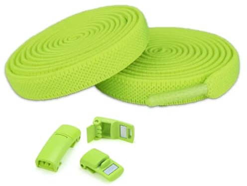 DALLAR Cordones Elasticos Sin Atar - Cordones Ajustables Resistentes con Cierres Magneticos - Aptos en Zapatos y Zapatillas - Para Niños y Adultos (Verde)