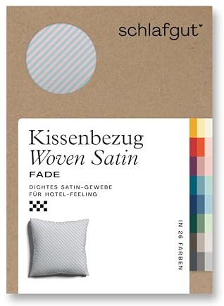 schlafgut Woven Fade Satin Kissenbezug 40x40 cm Petrol Fade gestreift in Premium Hotelqualität, Kopfkissenbezug einzeln mit 100% weicher Baumwolle