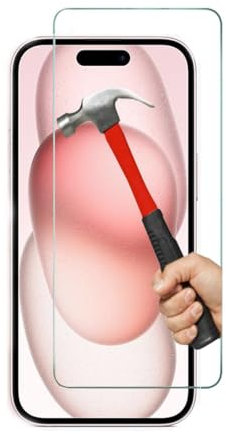 KP TECHNOLOGY Tempered Glass Screen Protector For iPhone 15, Easy Bubble-Free Installation Ultra Clear HD Shatterproof 9H Hardness Glass for iPhone 15