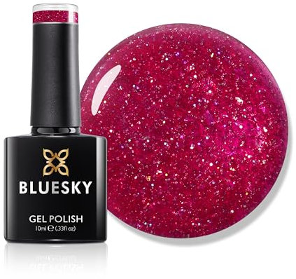 Bluesky Gel Nail Polish 10ml, Glimmer Burgundy - LVM02, Pink Soak-Off Gel Polish for 21 Day Manicure, Professional, Salon & Home Use, Requires Curing Under UV/LED Lamp