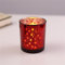 Hiseng Teelichthalter 4er-Set Glas Kerzenhalter Votivkerzenhalter Sternmuster Teelichtgläser Kerzenleuchter Teelichter Dekoration für Weihnachten Tischdeko, Hochzeit, Party (Rot)