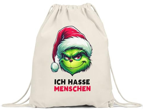 Hey!Print Ich hasse Menschen Turnbeutel Lustig Anti Weihnachten Ironisch Xmas Spruch