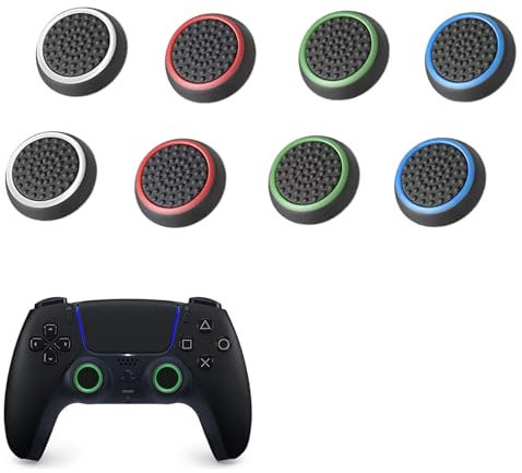 8Pcs Silicone Thumbstick Grip Caps, Joystick Silicone Accessory Replacement Parts for PS2, PS3, PS4, Xbox 360 Series Controllers,thumbstick caps xbox,controller joystick grips, Black
