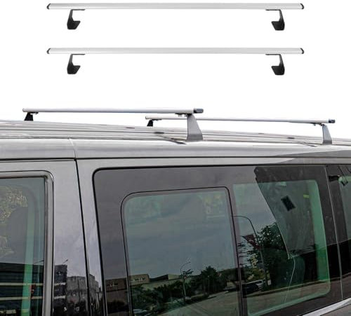OMAC Dachträger Grundtäger kompatibel mit VW T7 Multivan 2021-2025 Stahl 75kg Silber 2tlg Fixpunkte für Fahrradträger, Dachboxen, Skiträger