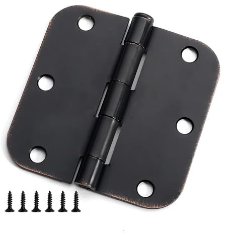 KNOKLOCK Lot de 18 charnières de porte intérieures arrondies avec rayon de 5/8 - Bronze huilé - 8,9 x 8,9 cm