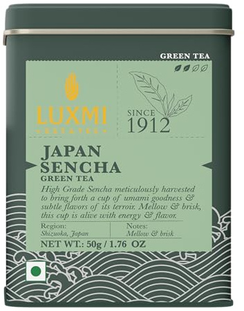 Luxmi Estates Japanese Sencha Green Tea | Authentic Japanese Sencha | Mild, Rich & Refreshing Premium Chai, 50 Grams | Improve Metabolism | Antioxidant-Rich Wellness Tea