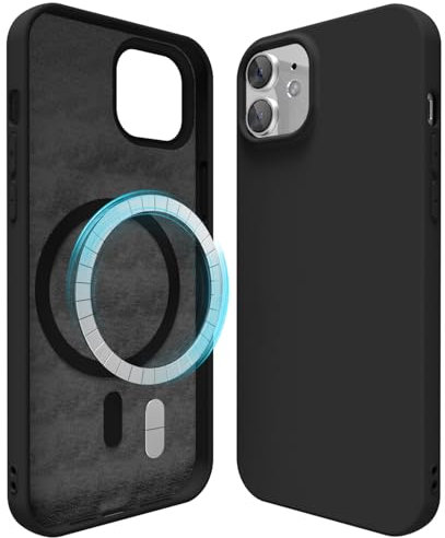 oakxco Silicone Case for iPhone 12 Pro/iPhone 12 Compatible with Magsafe Magnetic Wireless Charging, Slim Thin Soft Rubber Gel with Magnet, Matte TPU Mag Cover for Women Men, Black