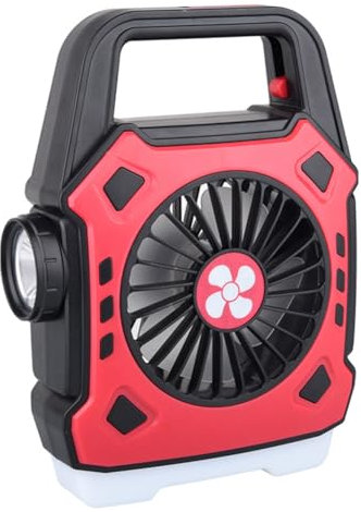 Widybord Portable Camping Fan with Light Multifunctional Outdoor Flashlight USB Charging Hanging Tent Light Red