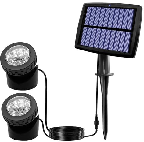 Justup Solar Teichbeleuchtung, LED Unterwasserstrahler Teich Licht Teichbeleuchtung mit IP68 wasserdicht, Auto Ein/Aus Landschaftsscheinwerfer Gartenbeleuchtung für Garten, Patio, Baum (2 Stücke)