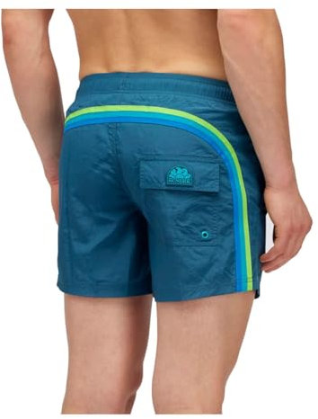 SUNDEK Costume Uomo M504BDN5100 Blu Lago Corto Vita elasticata Crinkled PE24 L