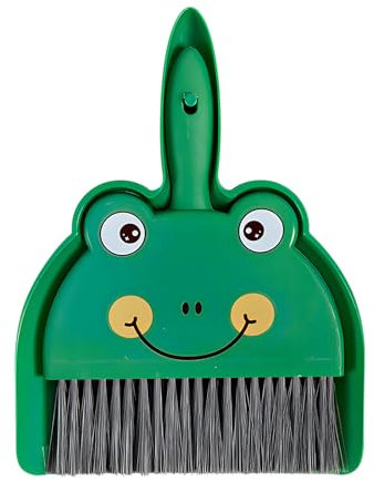 LHLZNB Mini Dustpan and Brush Set, Small Broom and Dustpan Cleaning Set Portable Table Top Brush Set Dining Table Crumb Sweeper Cleaning Tools with Soft Bristles Sweeper Dust (Frog)