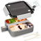 FRADABOX® Bento Lunchbox „Spencer“, 2 Fächer mit Besteck, Premium Edelstahl, BPA-freie Brotdose ideal für unterwegs, Meal Prep Bento Box für Erwachsene und Kinder auslaufsicher und mikrowellengeeignet