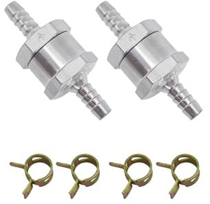 DBOO 6mm 1/4 Aluminum Alloy Non Return One Way Check Valve - 2 Pcs Air Fuel Oil Check Valve for Fuel Line Petrol Diesel
