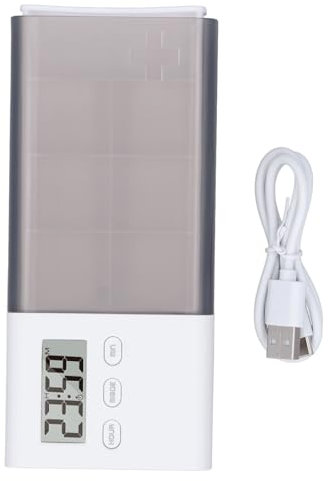 Digitale Medikamentenbox, 5 Sätze Alarm, Vibration, Piepton, USB, wiederaufladbar, elektronischer Medikamenten-Organizer mit Alarm für Reisen