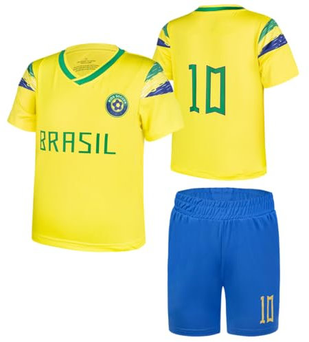 Cnins Kinder-Fußballtrikots für Jungen, Fußball-Trainingsoutfits für Jugendliche, Fußball-Futbol-Trainingsshirt für Mädchen, 2–14 Jahre, Brasil-pel10e, 11-12 Jahre