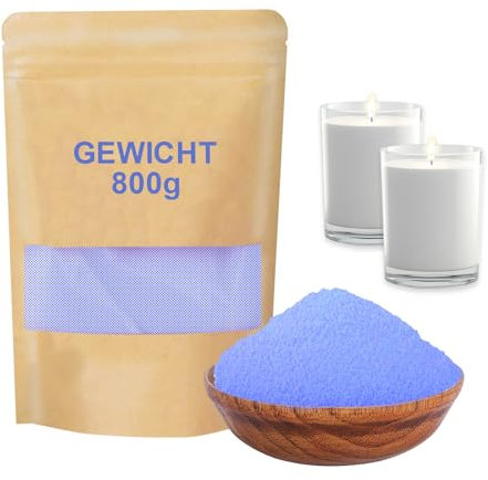 DSYZWEE Kerzenwachs, Kerzensand 800 g, Kerzensand mit Docht, mit 10 Stück Kerzendocht (10 cm), Pflanzliches Wachs, Perlenwachs Blau
