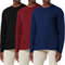 3 Pack Men's Cotton Shirt Loose Fit Long Sleeve T-Shirt Moisture Wicking Crew Neck Shirts Comfort Casual Base Layer Tops Black/Navy/Red-3P03-3XL