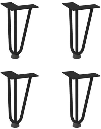 vidaXL Pieds en épingle à cheveux pour table basse 4 pièces Noir 20 cm