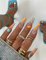 kit complet press on nails faux ongles 24 pièces, gel pad adhésif double face, colle, mini lime, Bâton repousse-cuticule, mini brosse, collection ballerine, pastel, orange
