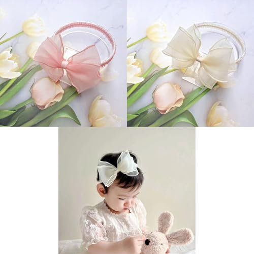 Fokroin 2 Pièces Bébé Fille Bandeau, Bandeaux Pour Bébé, Bandeaux Bandeau Bebe Fille Arc élastiques, Bandeaux Accessoire Cheveux Bebe Fille, Bandeau Bebe Fille 0-3 Mois, pour Tout-Petits, Nouveau-Né