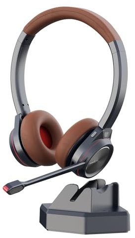 Mairdi Headset mit Mikrofon Bluetooth & USB A Dongle für PC, 40+ Std. Akku, On Ear Wireless Headset Noise Canceling und Multipoint, kabellos oder mit Kabel, für Büro Business PC Handy Teams Zoom