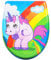 eSituro Toilettendeckel, WC Sitz mit Absenkautomatik, Klodeckel mit Schnellverschluss, 360° verstellbaren Scharnieren, Klobrille aus Duroplast, Regenbogen- und Einhorndruck