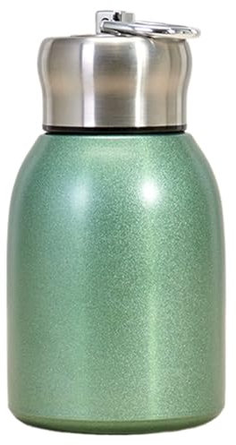 Small Water Bottle 300ML Safe Stainless Steel Small Flask Vacuum Insulated Thermal Cup Leak-Proof Portable Mini with Hook for Indoor Outdoor Green Bottle