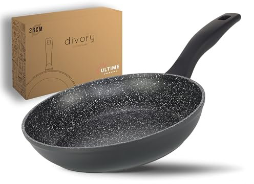 DIVORY Bratpfanne 28cm Induktion – Antihaft Beschichtete große Universalpfanne für alle Herdarten - Sichere Griffe, Spülmaschinen geeignet (Ultime, 28cm)