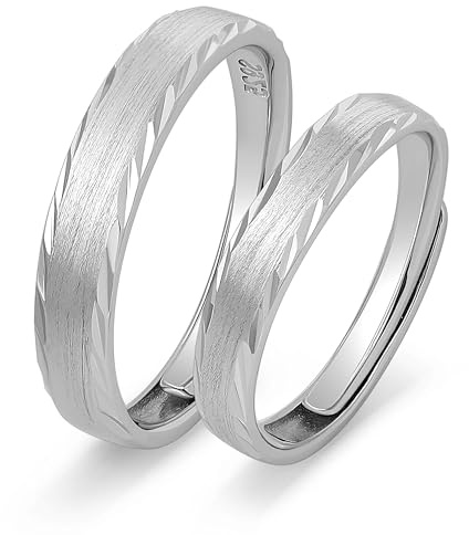 Meissa Alianzas de Matrimonio para Plata Pareja Anillos de Boda Ajustables